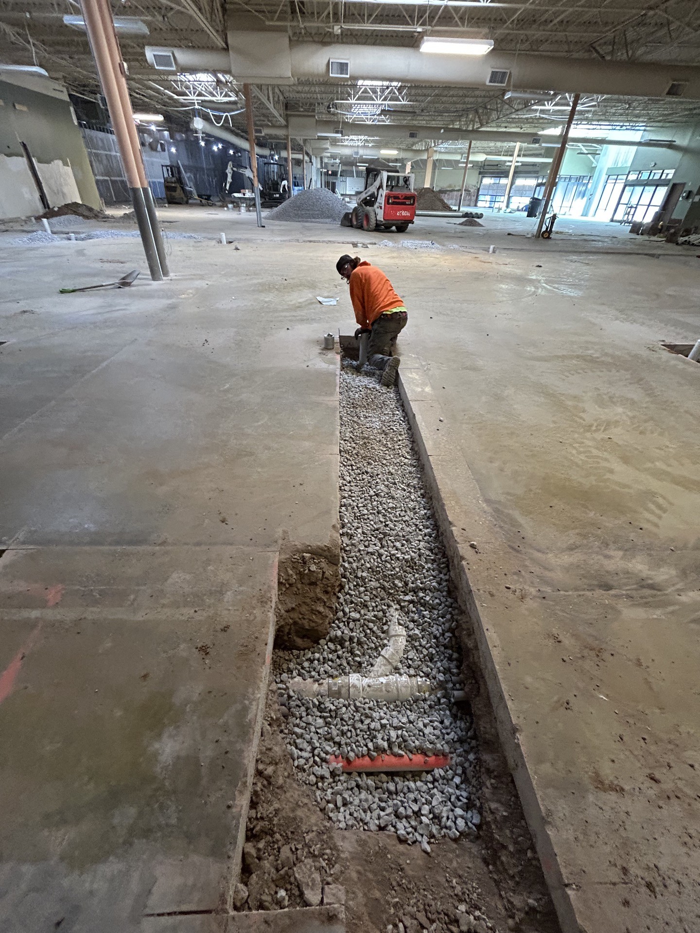 Saraga International Grocery, underground PVC trench